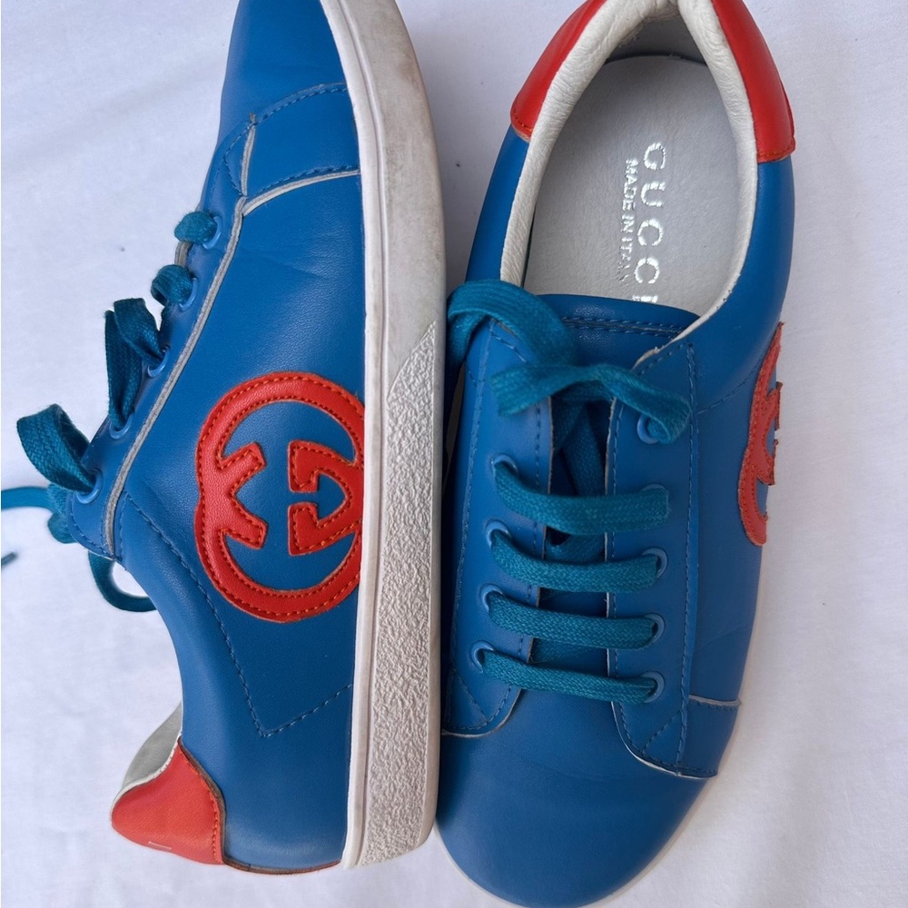 Gucci Kids Vibrant Blue and Red Sneakers